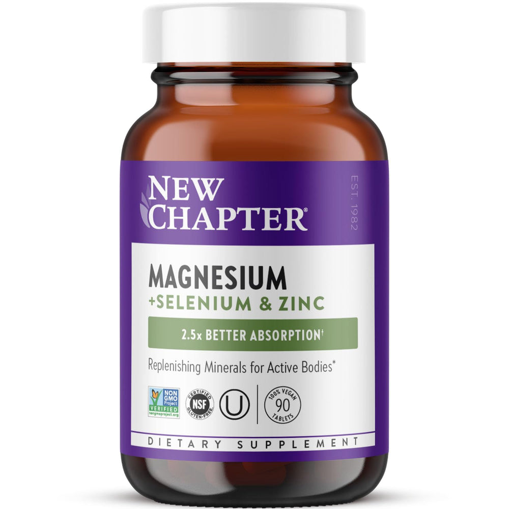 New Chapter Magnesium-Selenium-Zinc supplement bottle with label