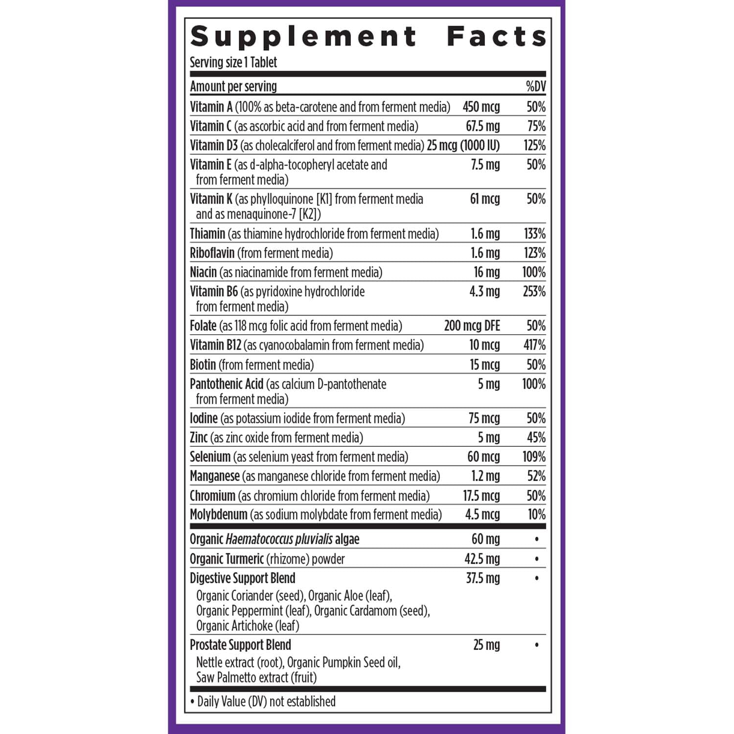 New Chapter Men's Multivitamin 55+ vitamin blend highlights B vitamins for energy