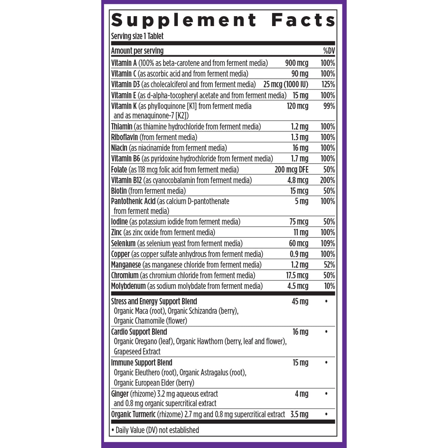 One daily multivitamin capsule – easy to digest