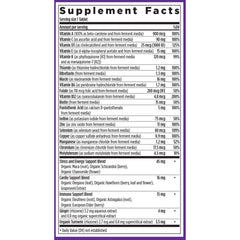 New Chapter Multivitamin packaging featuring organic ingredients and certifications.
