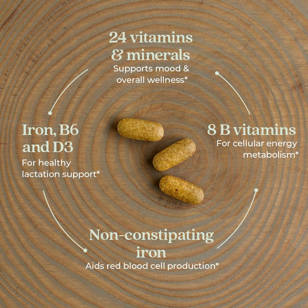 Label of New Chapter postnatal vitamins with key nutrients