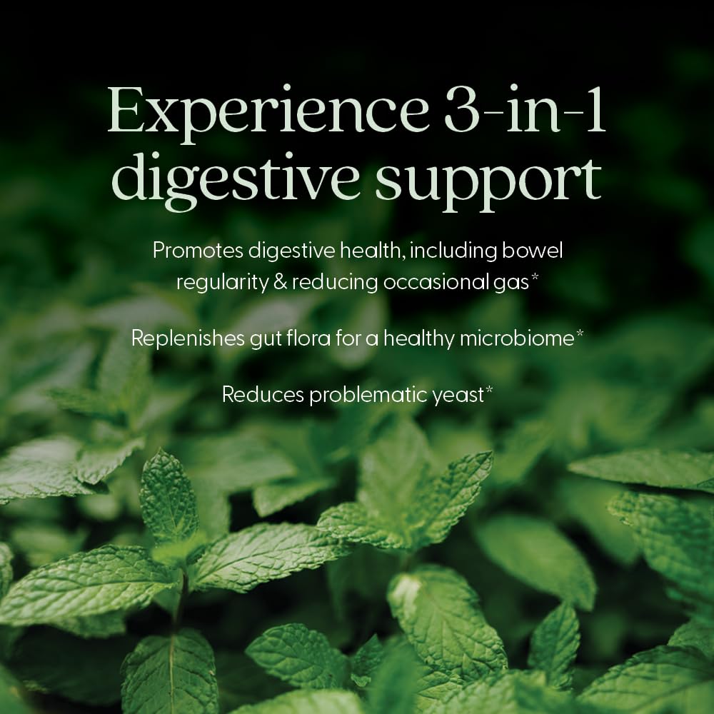 Bottled probiotic capsules with prebiotics information