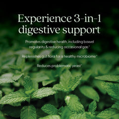 Bottled probiotic capsules with prebiotics information
