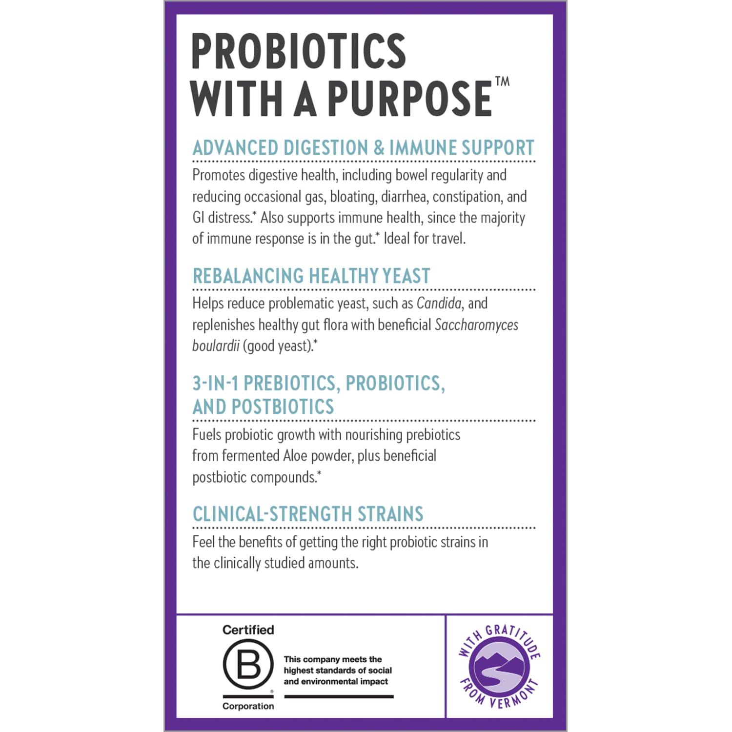 New Chapter Probiotic All-Flora 30-count with product features icons