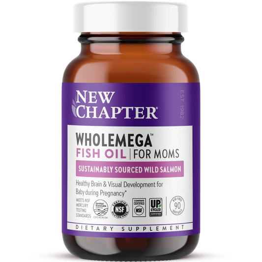 New Chapter Wholemega for Moms fish oil bottle with 90 capsules