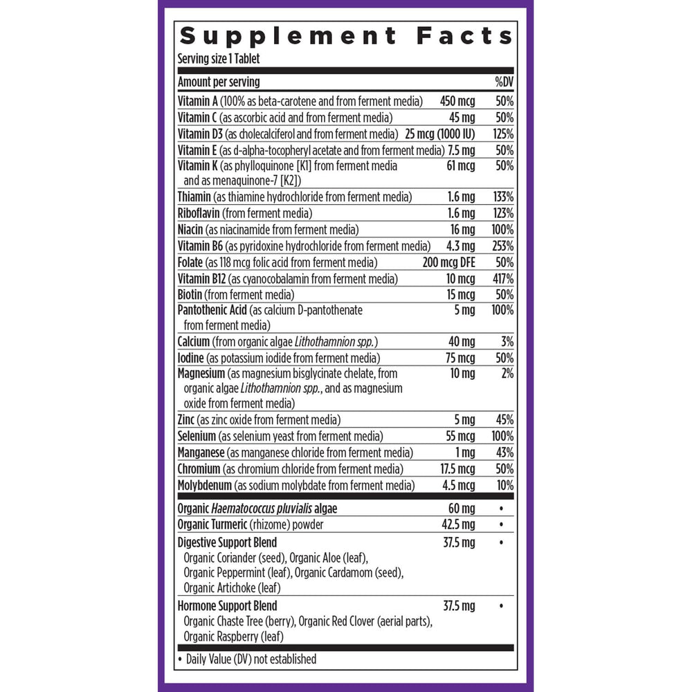 New Chapter 55+ ingredients panel showing astaxanthin and probiotics-fermented nutrients