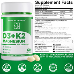 Supplement packaging showing Vitamin D3 and K2 benefits