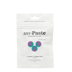 New formula unpaste toothpaste tablets with fluoride mint in a resealable 125 count package