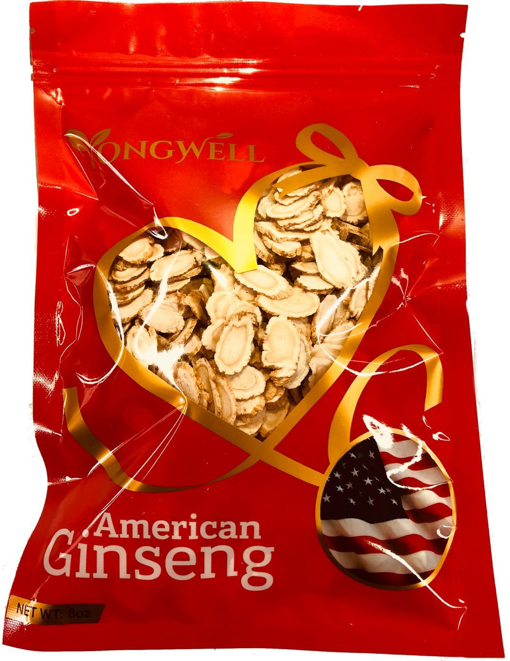New Green Nutrition American ginseng slice - medium size, 8 oz gift bag, image 1