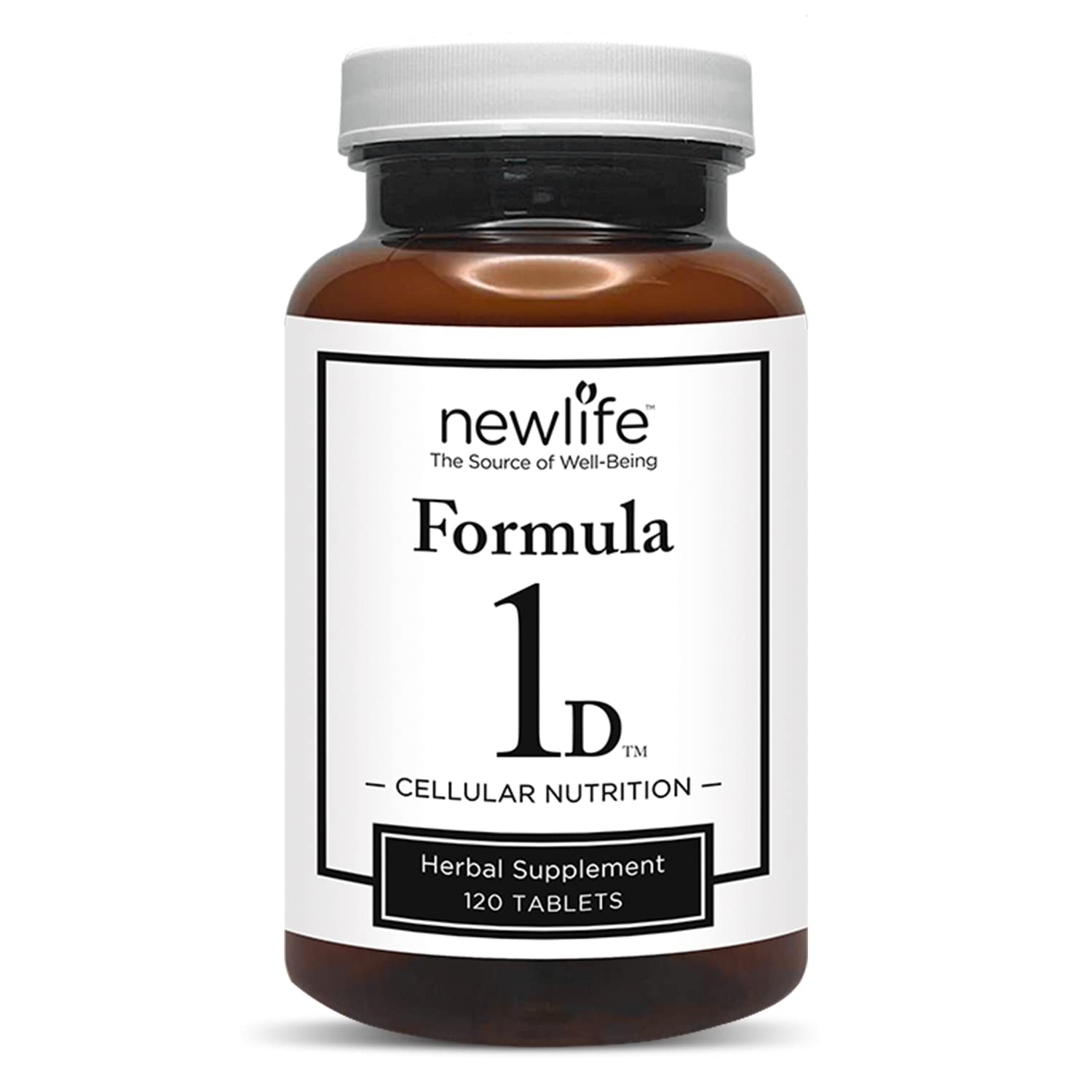 Bottle of New Life Formula 1D Blood Sugar Formula with herbal ingredients on a wooden surface