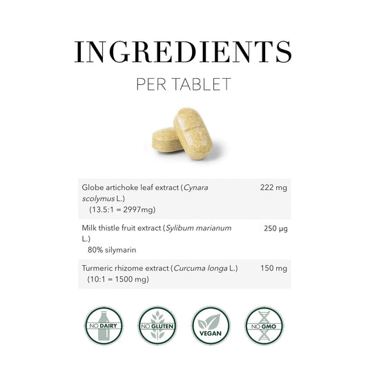 Close-up of Active Liver bottle label showing 30 tablets