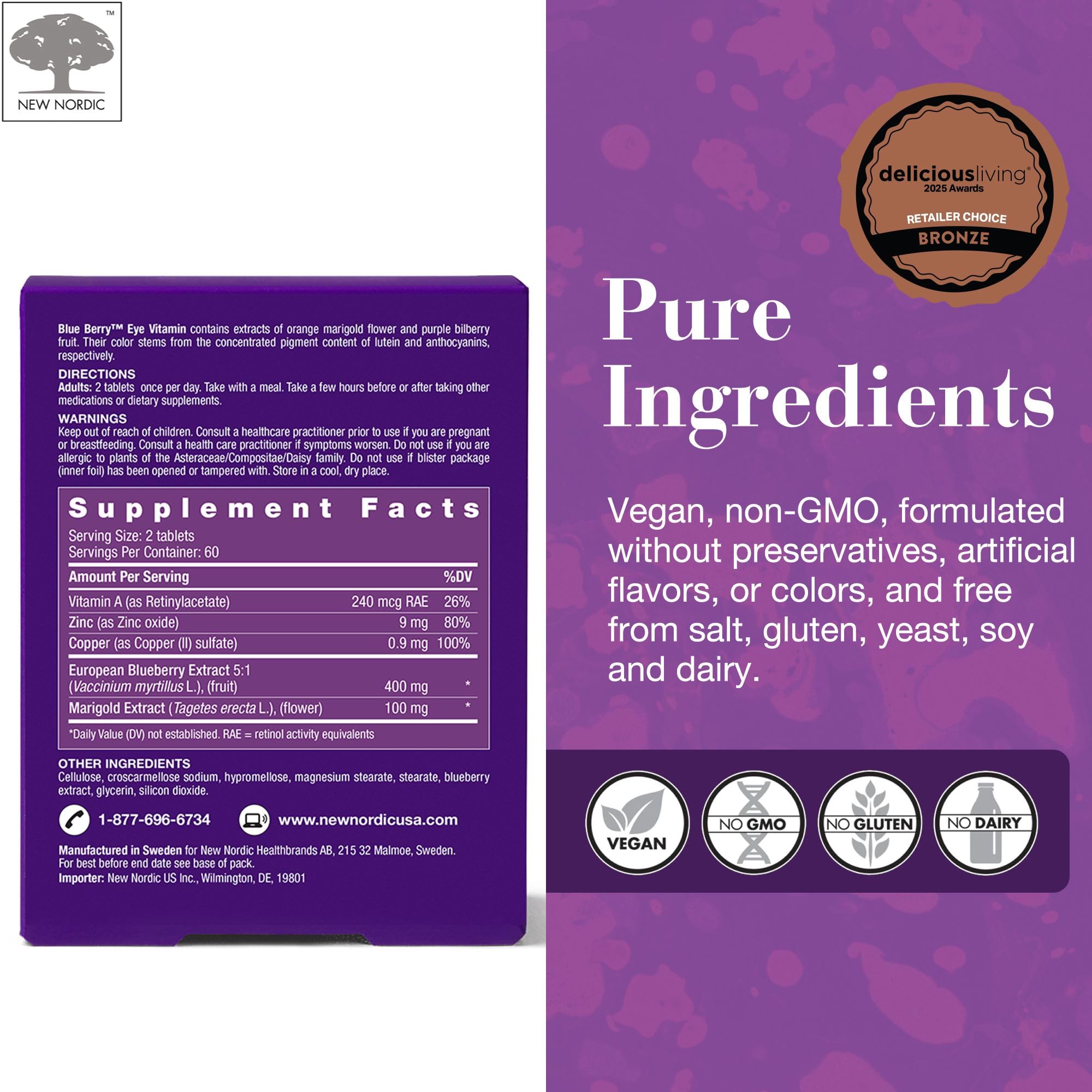 Close-up of bilberry extract and lutein ingredients