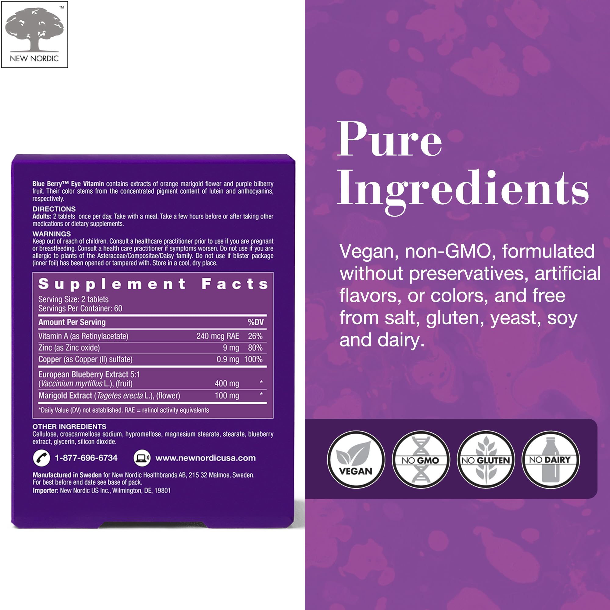 NEW NORDIC Blue Berry Eye Vitamin tablets ready for daily eye support