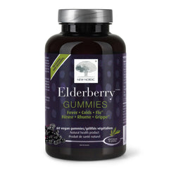 Bottle of NEW NORDIC Elderberry Vegan Gummies – 60 count