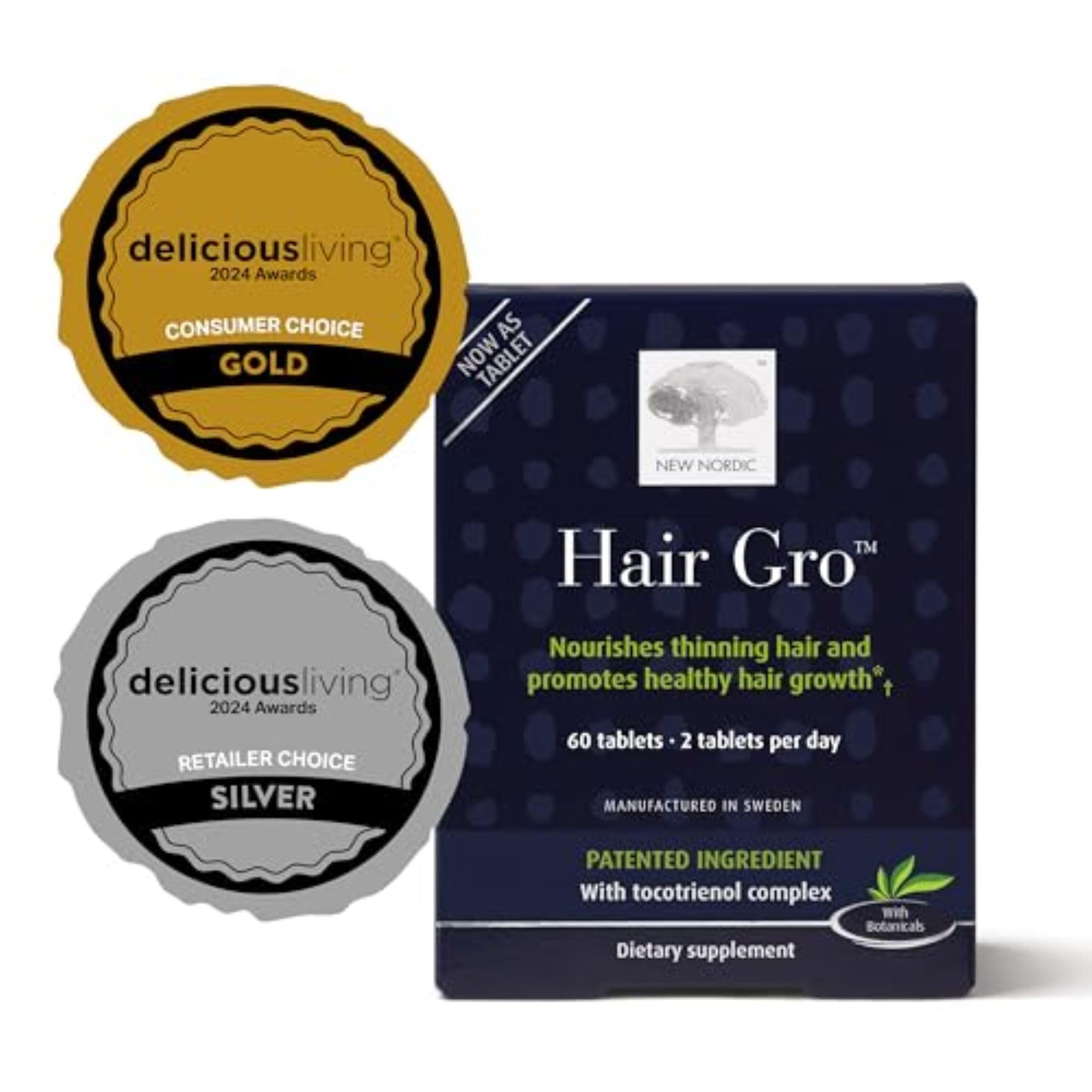 NEW NORDIC Hair GRO tablets closeup for daily use in hair wellness routine.