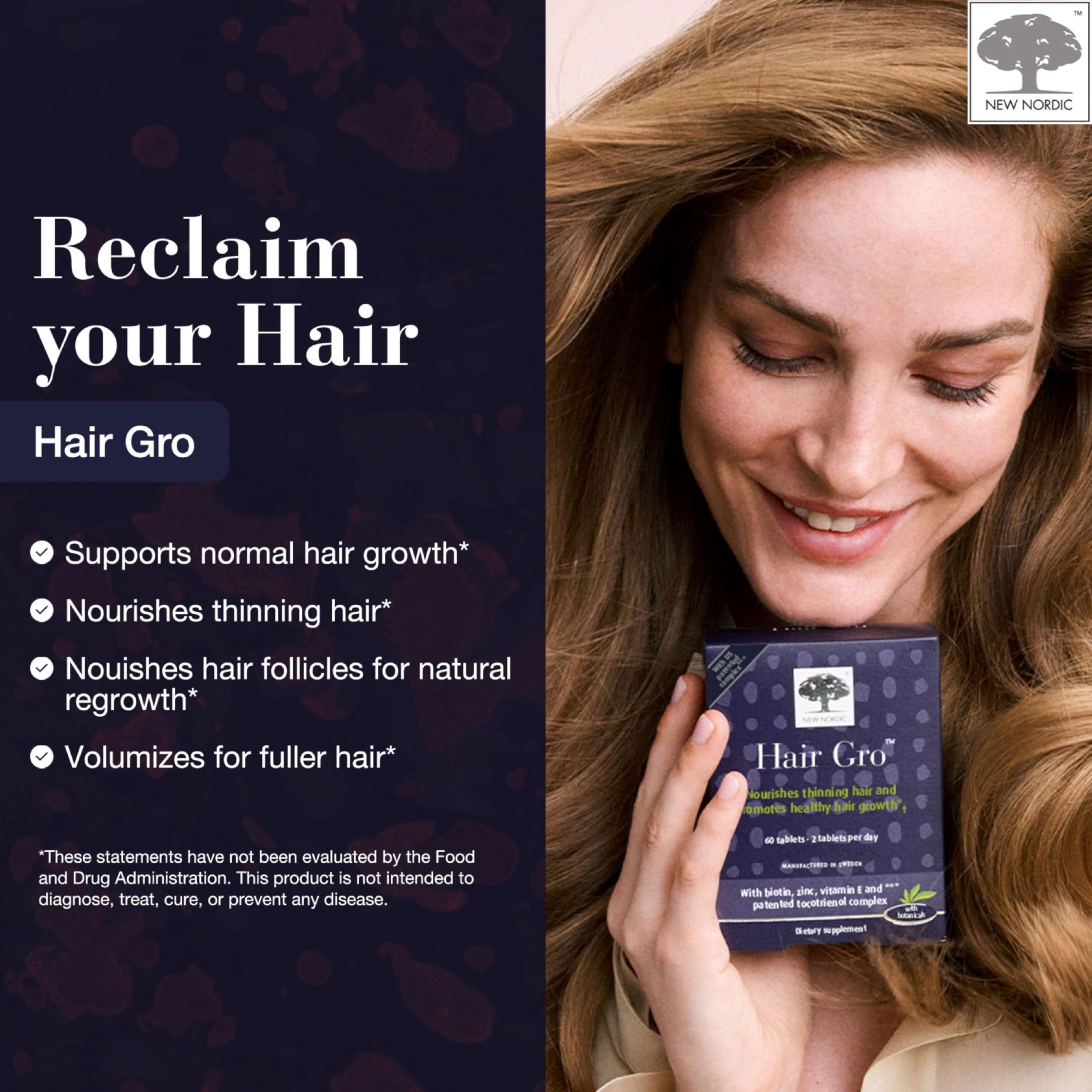NEW NORDIC Hair GRO tablets for daily use and easy dosing