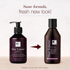 Vegan, clean-label emblem on New Nordic Hair Volume Shampoo bottle