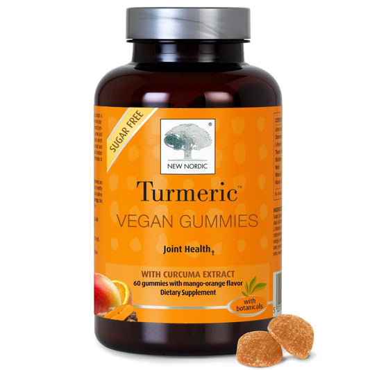 New Nordic Turmeric Curcumin Gummies Mango Orange 60 Count bottle front view