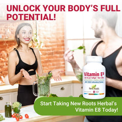 Packaging highlighting 8 forms of Vitamin E