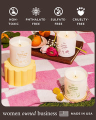 New York City skyline backdrop with candle