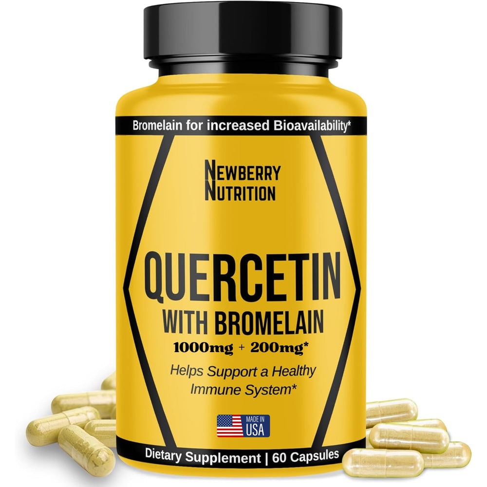 Front view of Newberry Nutrition Quercetin with Bromelain 1200mg bottle