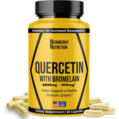 Front view of Newberry Nutrition Quercetin with Bromelain 1200mg bottle