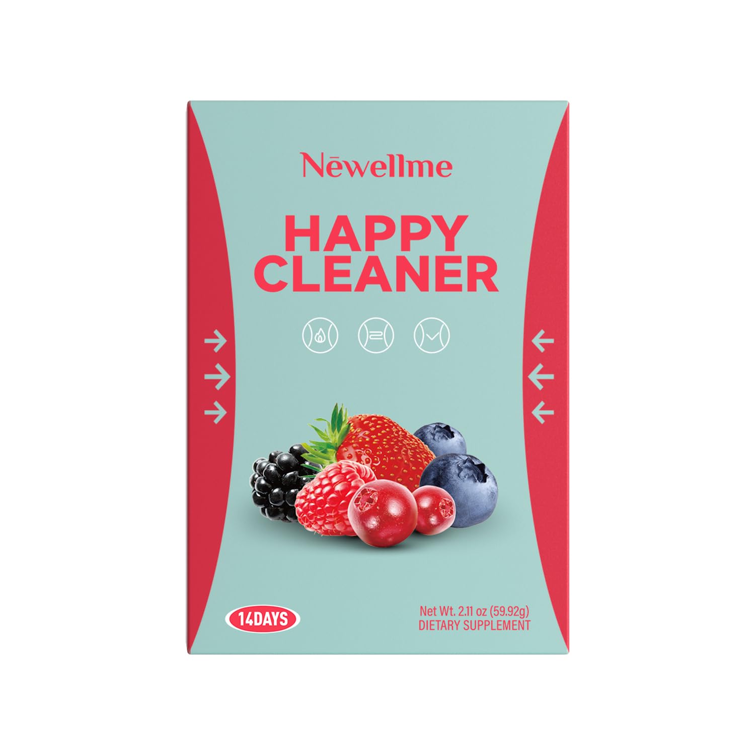 NewellMe Happy Cleaner Super Greens Berry Drink Mix – 14 Packets