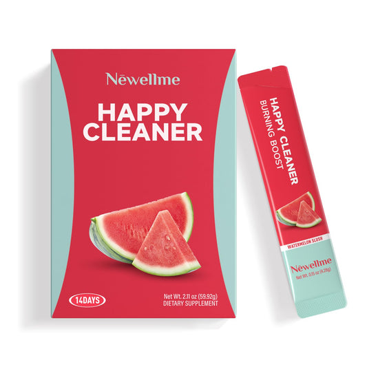 Packaging image for NEWELLME Happy Cleaner Supergreens Watermelon 14-pack
