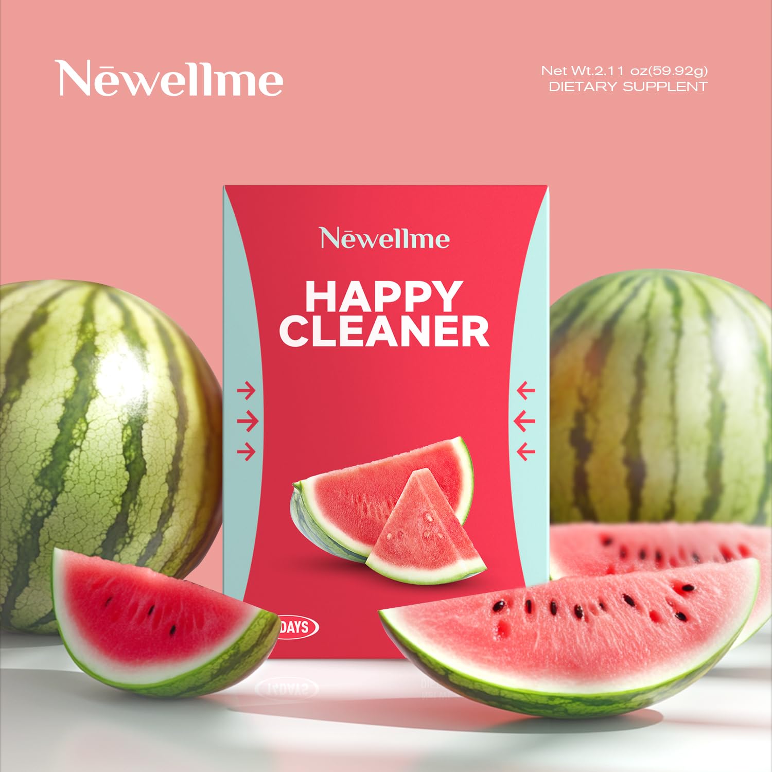 Watermelon flavor sachet close-up for NEWELLME Super Greens