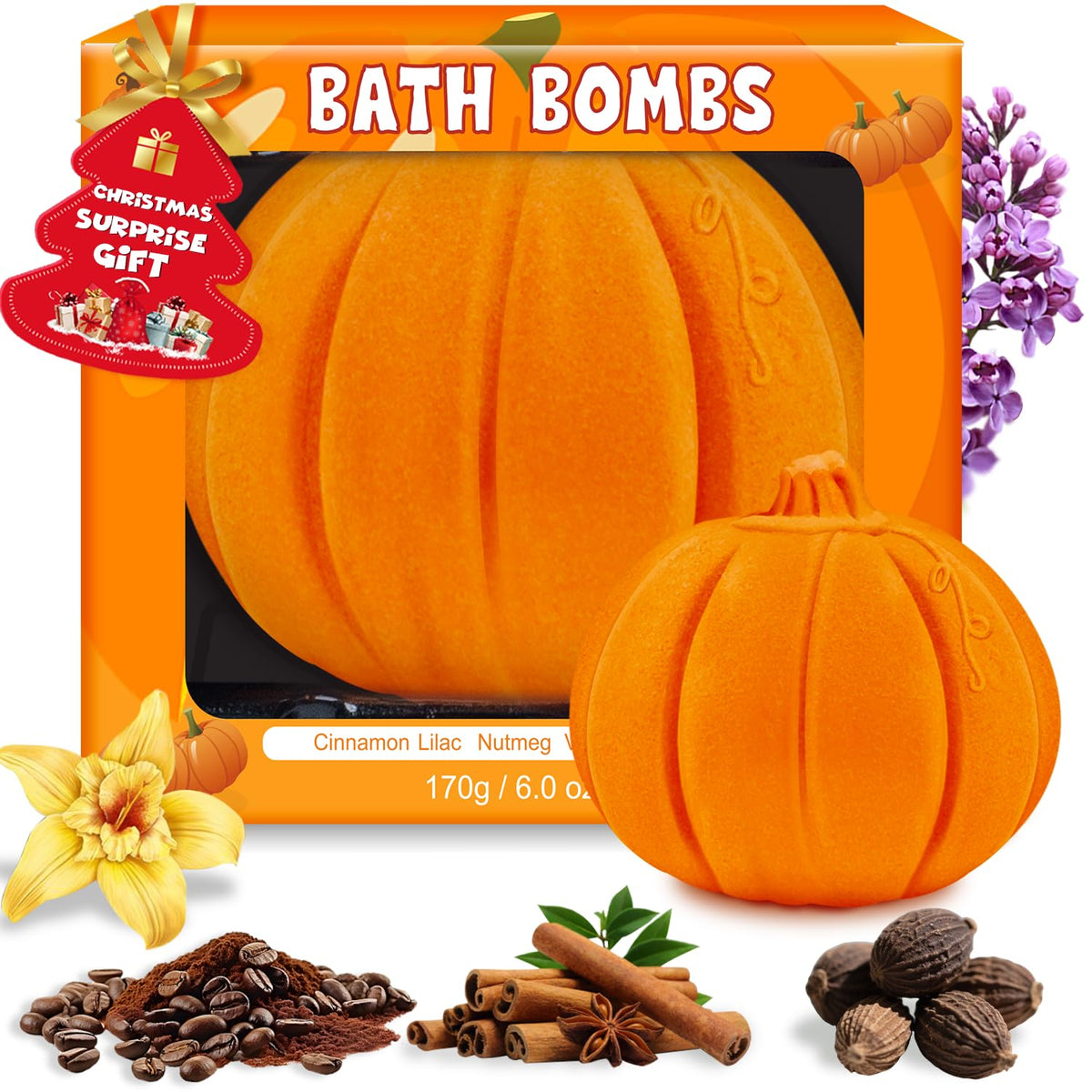 NEWFEIFAN pumpkin-shaped bath bomb for a cozy fall spa at home