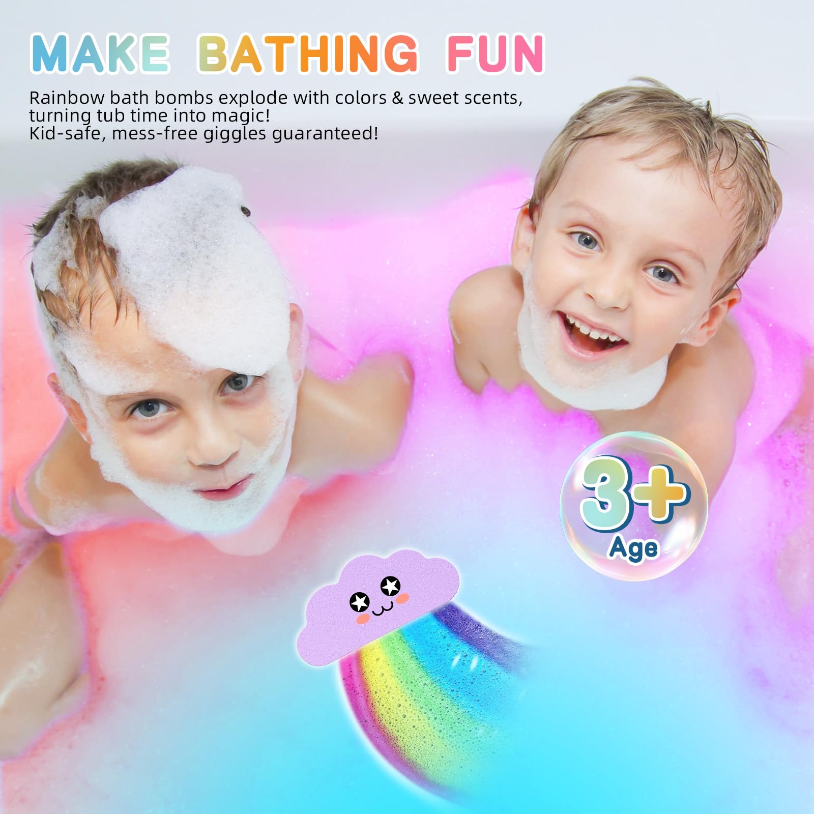 NEWFEIFAN bath bombs reveal surprise colors during tub time.
