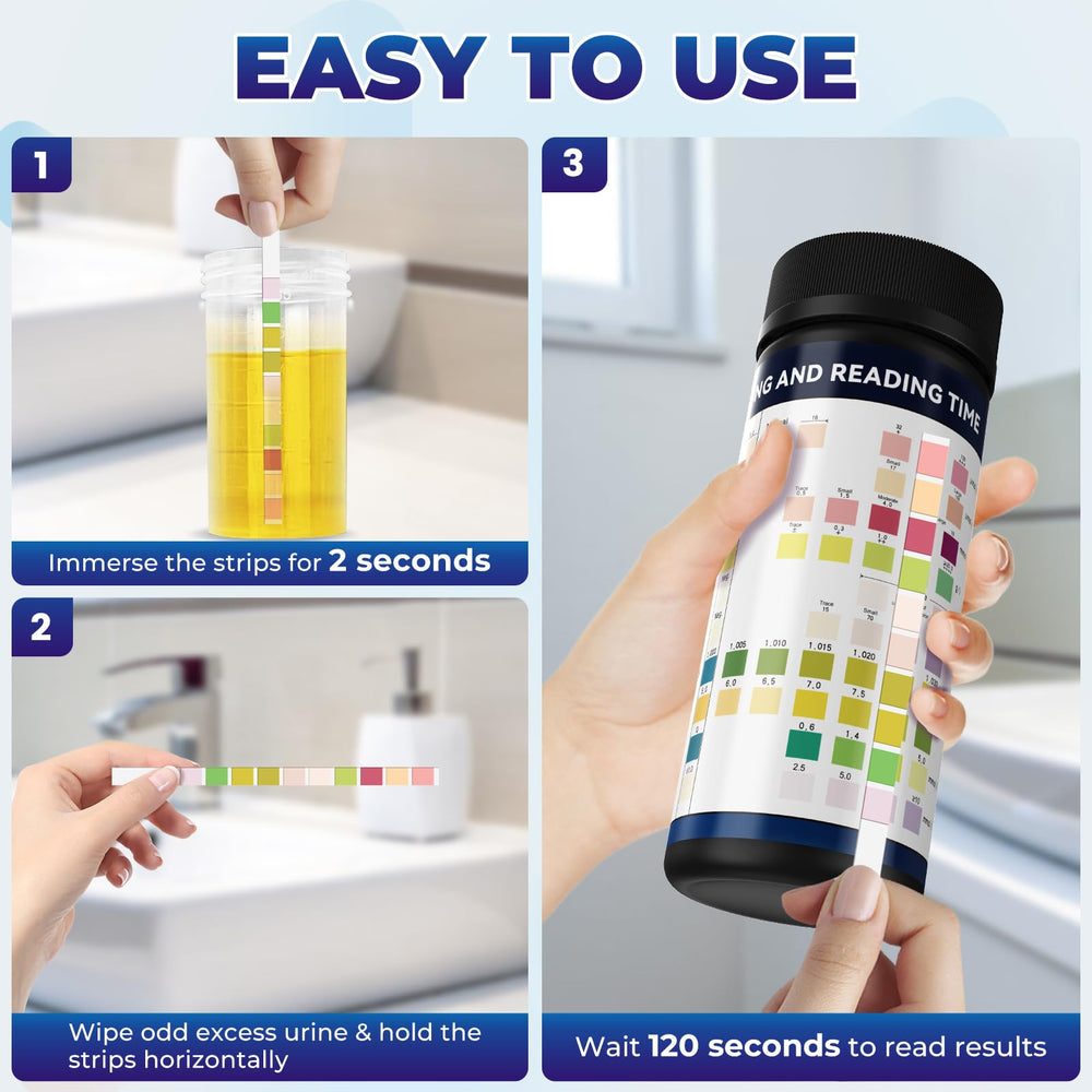 Urinalysis strips and bottle components