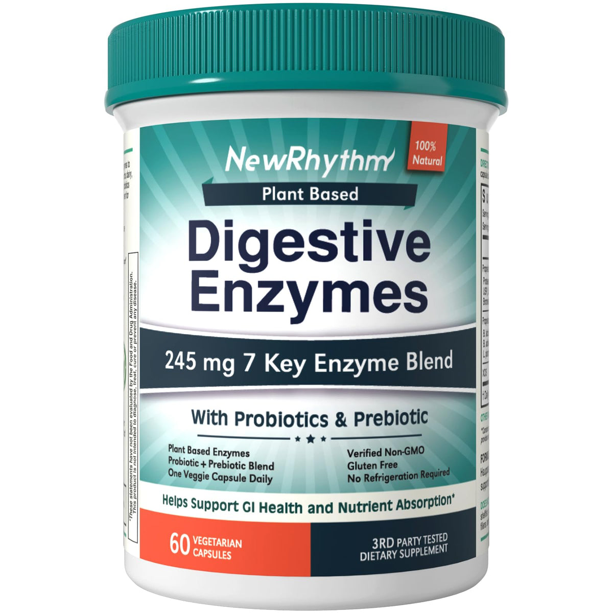 NewRhythm Digestive Enzymes bottle label