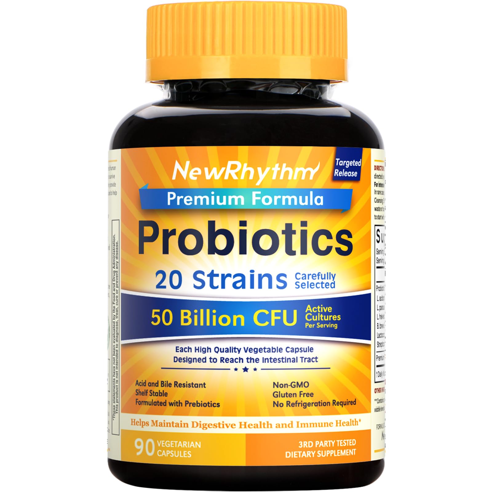 NewRhythm Probiotics 50B CFU, 20 strains, 90 capsules