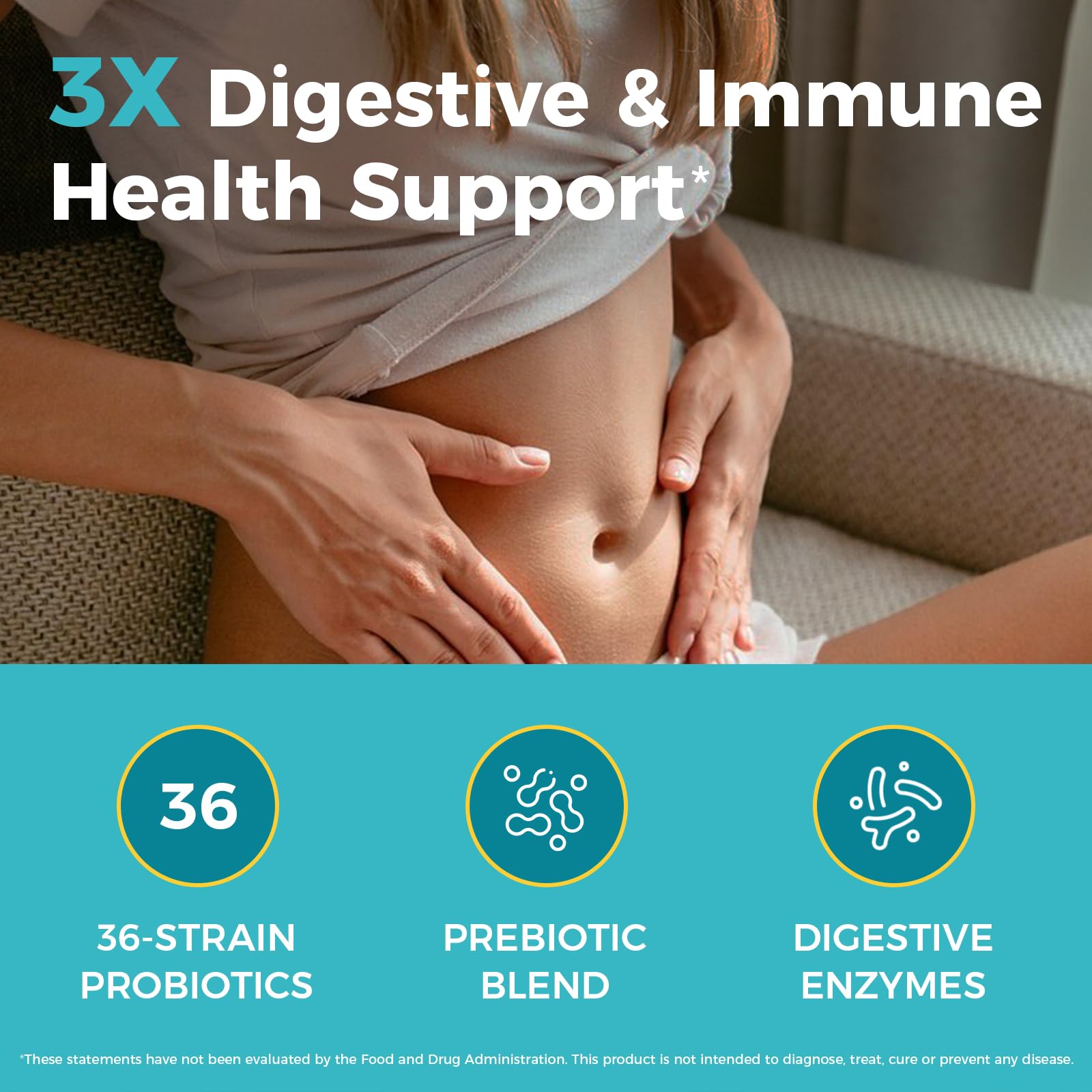 NewRhythm Probiotics capsules dispense close-up for easy daily use.