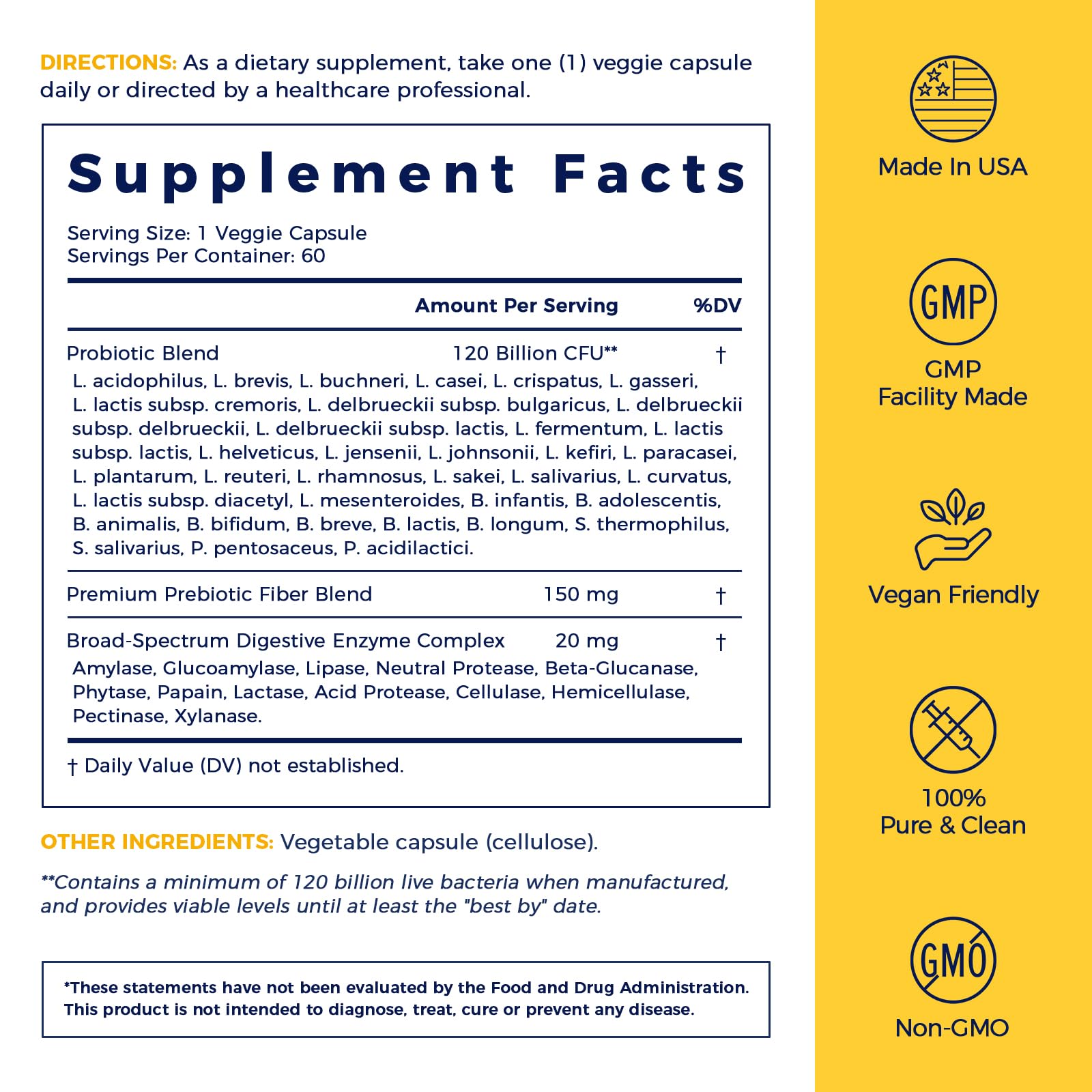 Gluten-free, non-GMO probiotic capsules