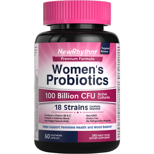 NewRhythm Women’s Probiotics bottle and packaging