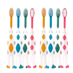 Newrichbee 8-pack kids toothbrush set in pink, orange, blue and green
