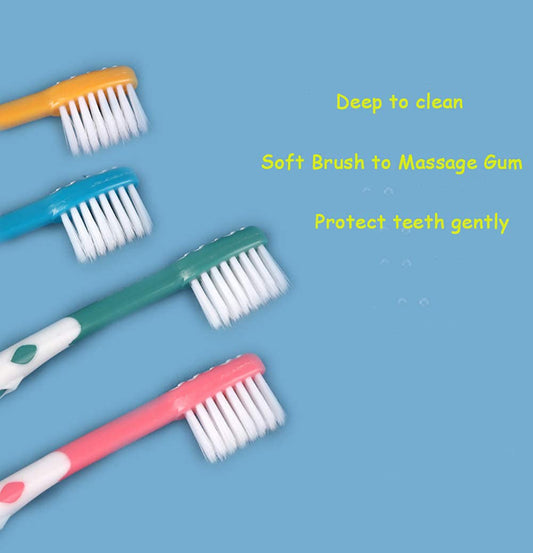 Ultra-soft bristles close-up on toddler toothbrush