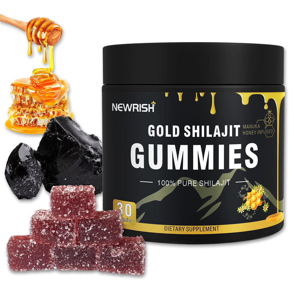 Hero shot of Newrish Shilajit Gummies with Manuka Honey, 30 gummies