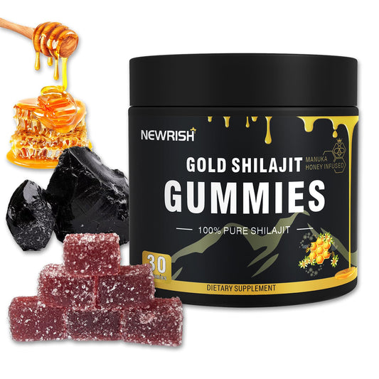Hero shot of Newrish Shilajit Gummies with Manuka Honey, 30 gummies