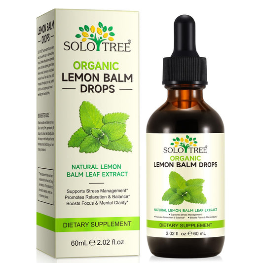 Brand bottle of Newseel Lemon Balm Drops with label visible