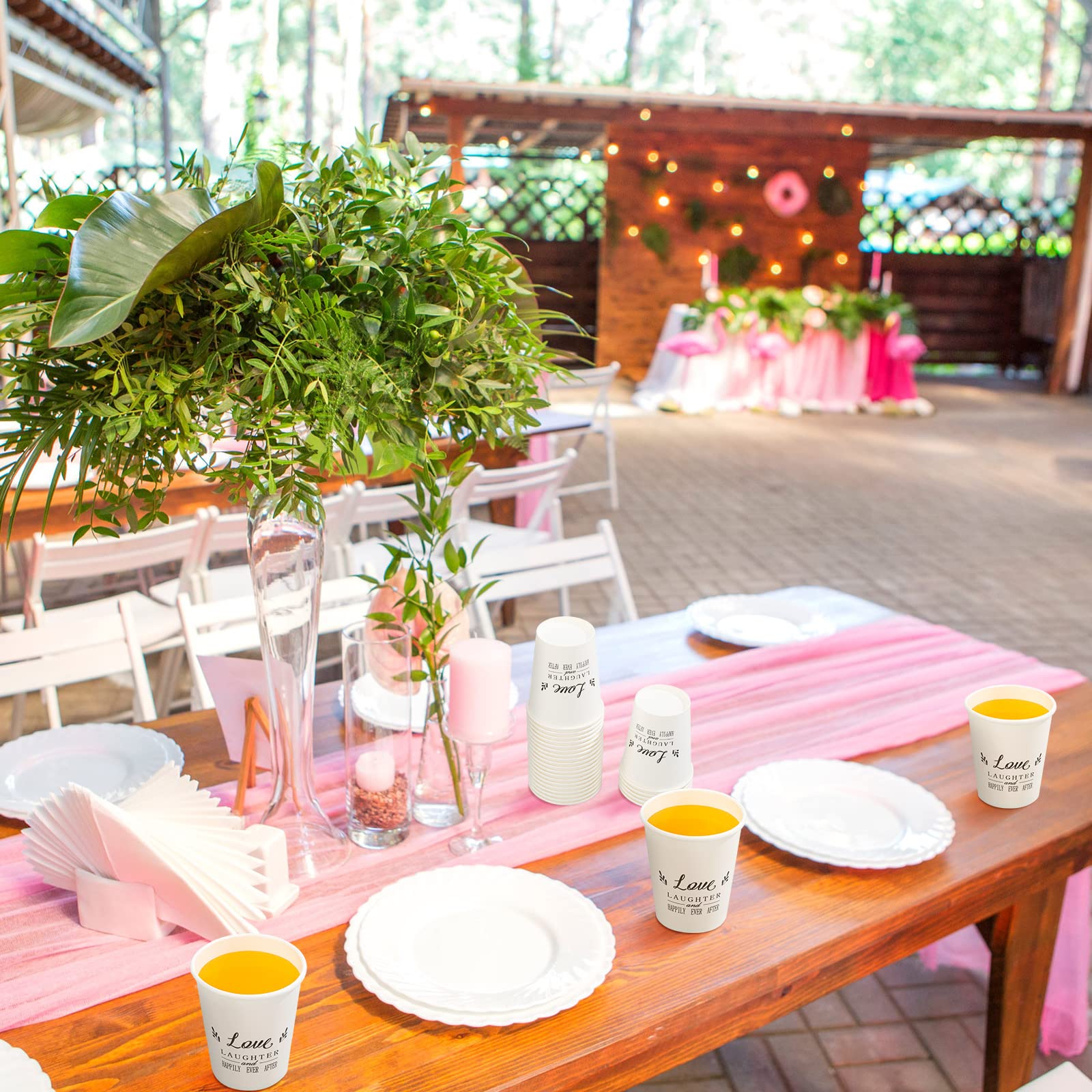 Newtay black-font wedding cups add timeless style to any event.