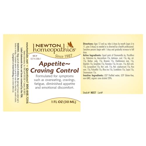 Front view of Newton Appetite Craving Control label