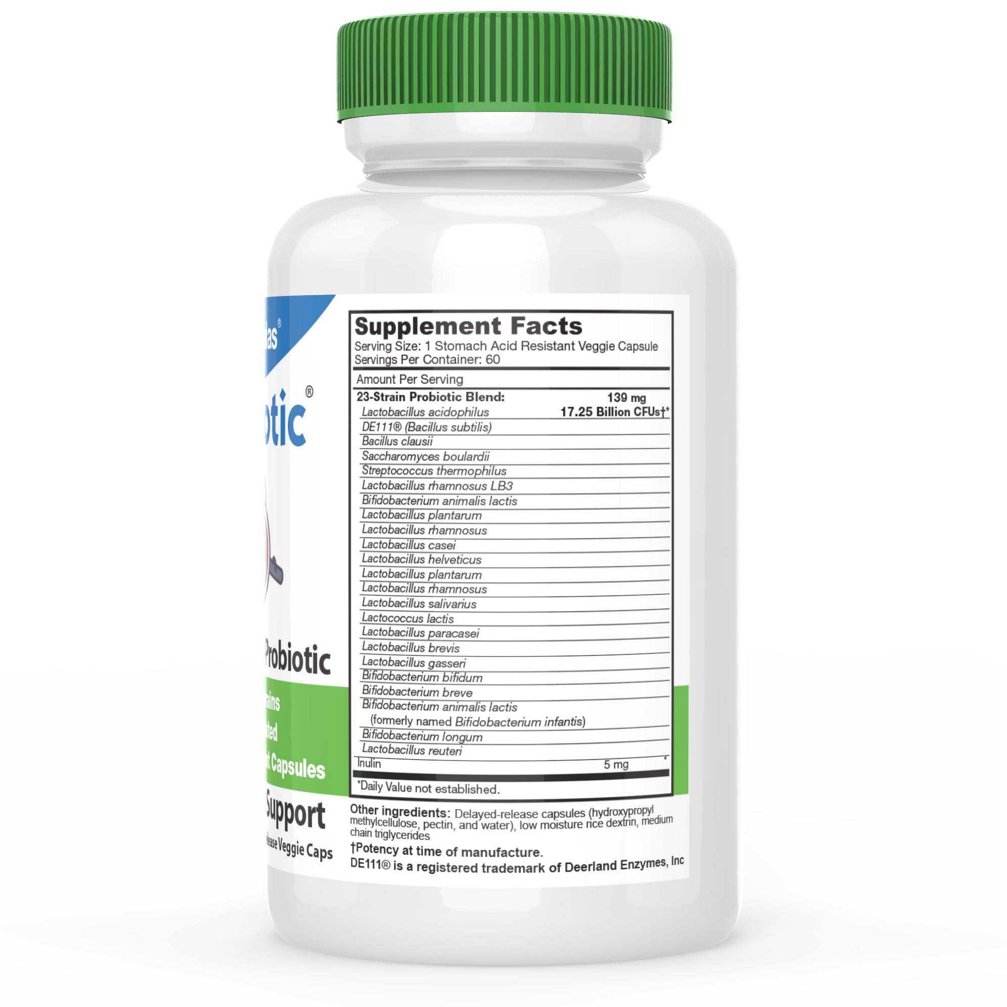 Illustration showing 23 probiotic strains included
