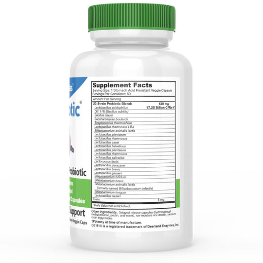 Illustration showing 23 probiotic strains included
