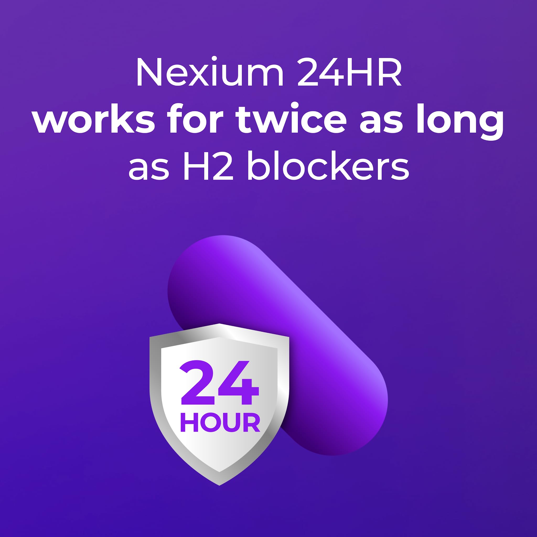 Nexium 24HR ez-swallow capsules smoothly shaped for ingestion