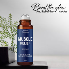 Front view of Nexon Botanics Muscle Relief Roll-On packaging
