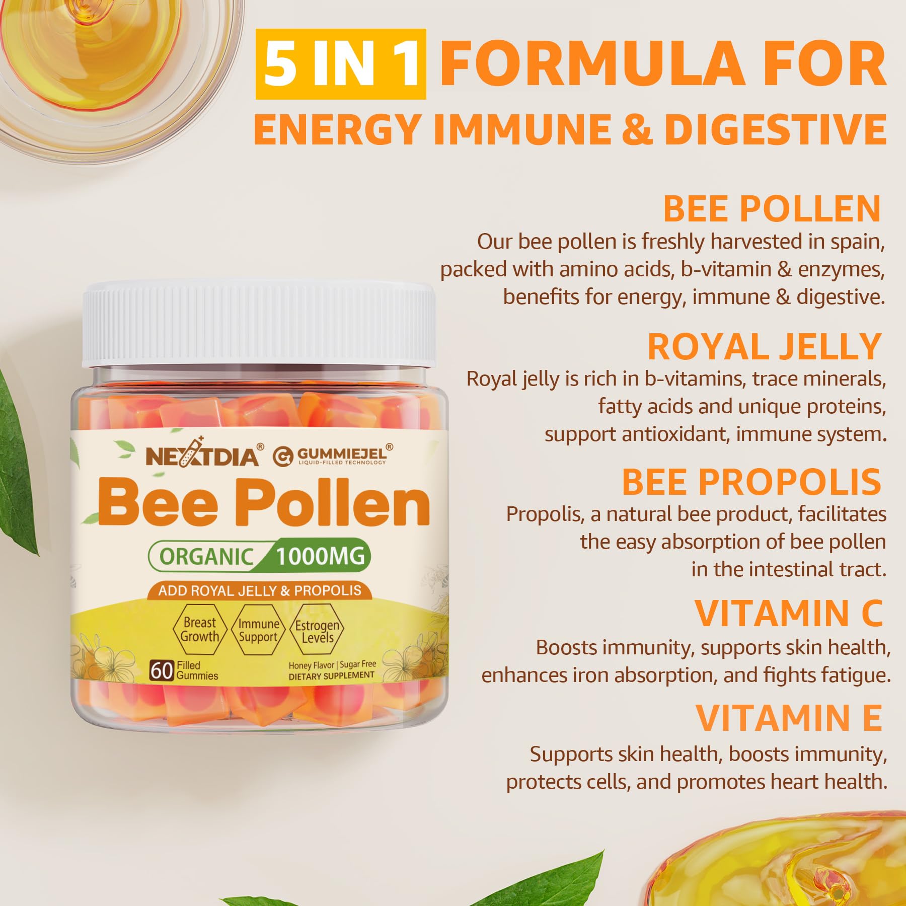 Antioxidants support for skin and immune health from Nextdia gummies