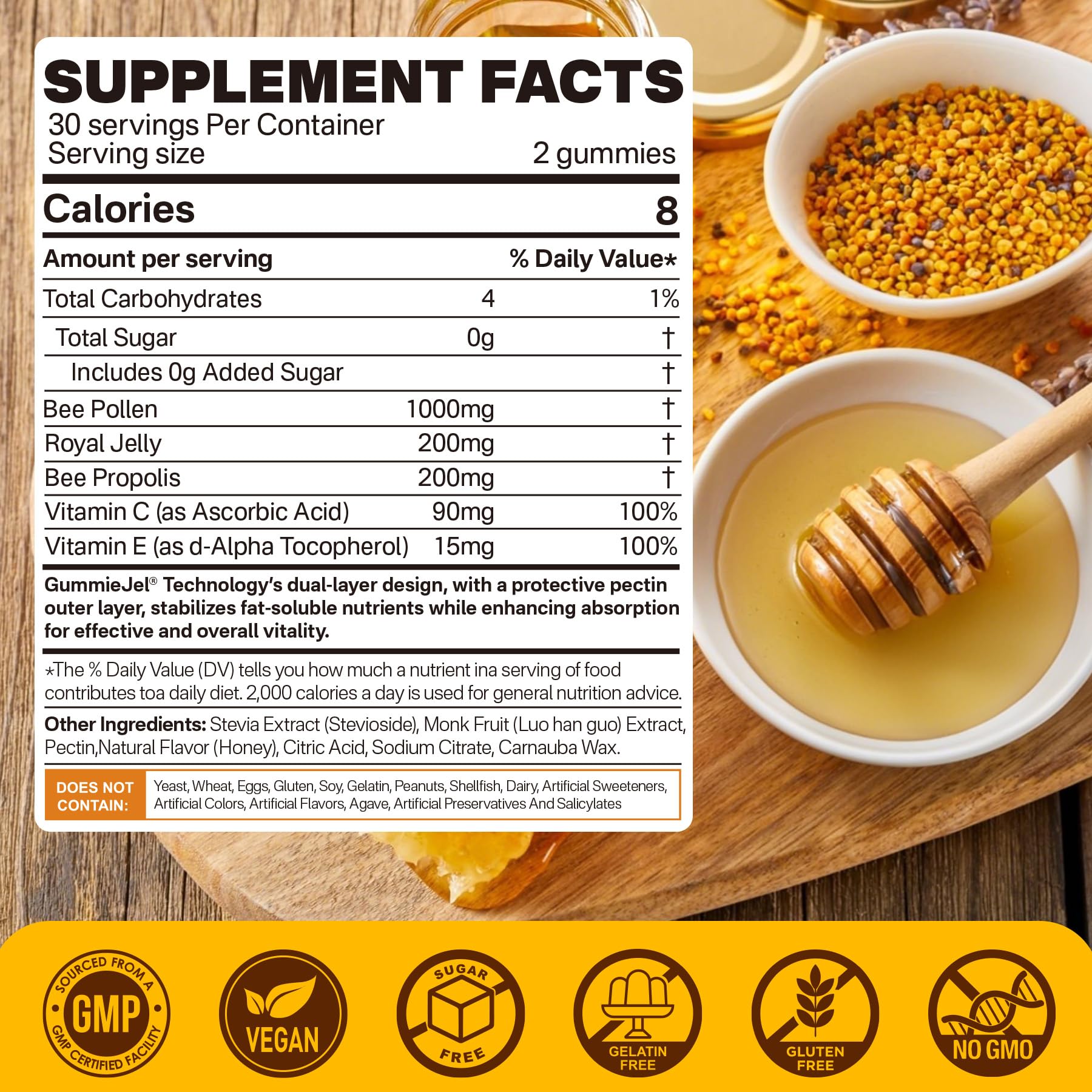 Bottle of Nextdia Bee Pollen Organic 1000mg Gummies
